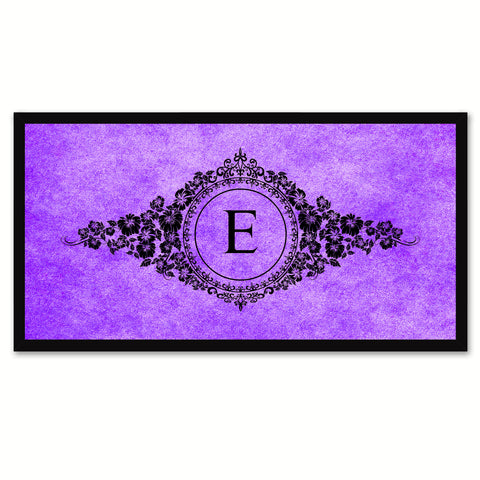 Alphabet Letter E Purple Canvas Print, Black Custom Frame