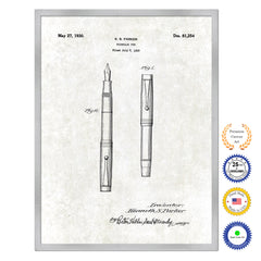 1930 Fountain Pen Old Patent Art Print on Canvas Custom Framed Vintage Home Decor Wall Decoration Great for Gifts