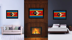 Swaziland Country Flag Vintage Canvas Print with Black Picture Frame Home Decor Gifts Wall Art Decoration Artwork