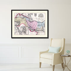 Persia Iraq Iran Afghanistan Vintage Antique Map Wall Art Home Decor Gift Ideas Canvas Print Custom Picture Frame