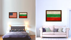 Bulgaria Country Flag Texture Canvas Print with Brown Custom Picture Frame Home Decor Gift Ideas Wall Art Decoration
