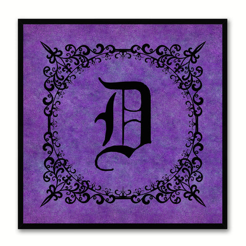 Alphabet D Purple Canvas Print Black Frame Kids Bedroom Wall Décor Home Art