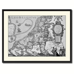 Leo Belgicvs Vintage B&W Map Canvas Print, Picture Frame Home Decor Wall Art Gift Ideas