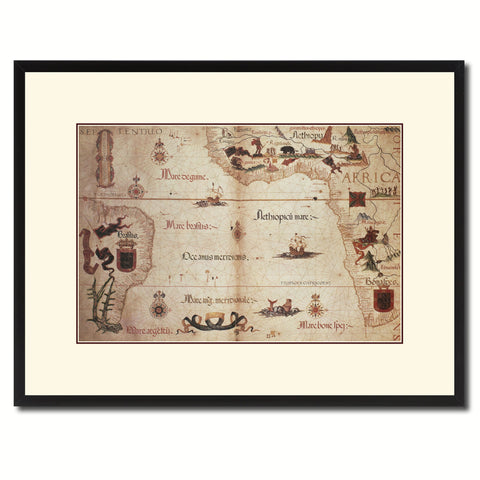 Portolan Chart Vintage Antique Map Wall Art Home Decor Gift Ideas Canvas Print Custom Picture Frame