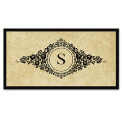 Alphabet Letter S Brown Canvas Print, Black Custom Frame