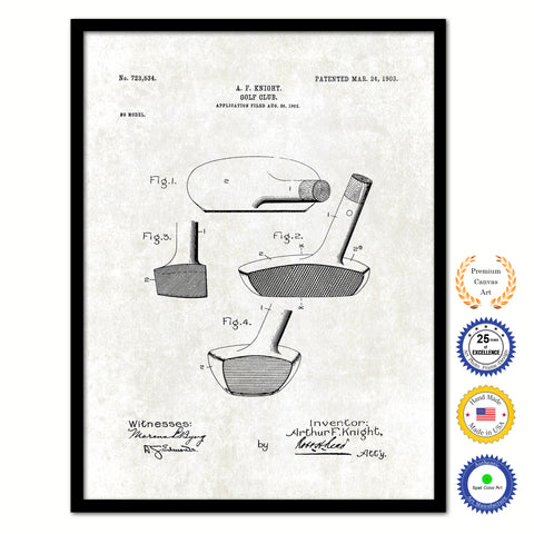 1903 Golf Club Old Patent Art Print on Canvas Custom Framed Vintage Home Decor Wall Decoration Great for Gifts