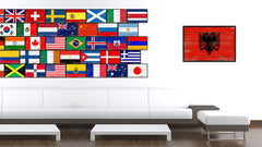 Albania Country National Flag Vintage Canvas Print with Picture Frame Home Decor Wall Art Collection Gift Ideas
