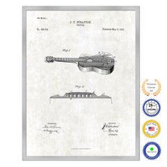 1893 Acoustic Guitar Old Patent Art Print on Canvas Custom Framed Vintage Home Decor Wall Decoration Great for Gifts