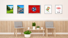 Tennessee State Flag Shabby Chic Gifts Home Decor Wall Art Canvas Print, White Wash Wood Frame
