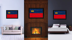 Liechtenstein Country Flag Vintage Canvas Print with Black Picture Frame Home Decor Gifts Wall Art Decoration Artwork