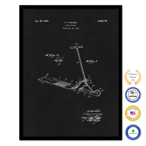 1931 Snow Scooter Old Patent Art Print on Canvas Custom Framed Vintage Home Decor Wall Decoration Great for Gifts