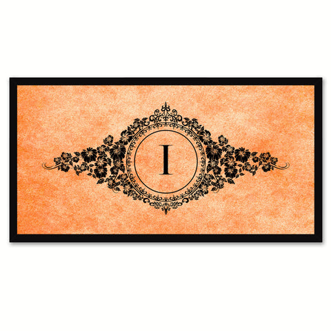 Alphabet Letter I Orange Canvas Print, Black Custom Frame