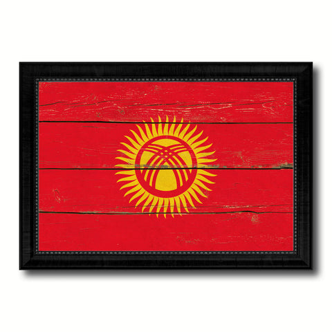 Kyrgyzstan Country Flag Vintage Canvas Print with Black Picture Frame Home Decor Gifts Wall Art Decoration Artwork