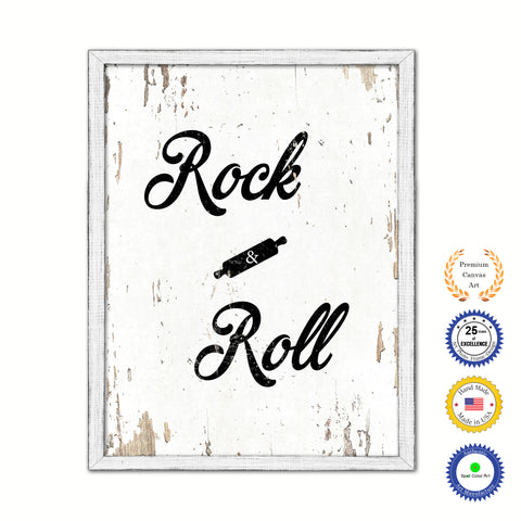 Rock & Roll Vintage Saying Gifts Home Decor Wall Art Canvas Print with Custom Picture Frame