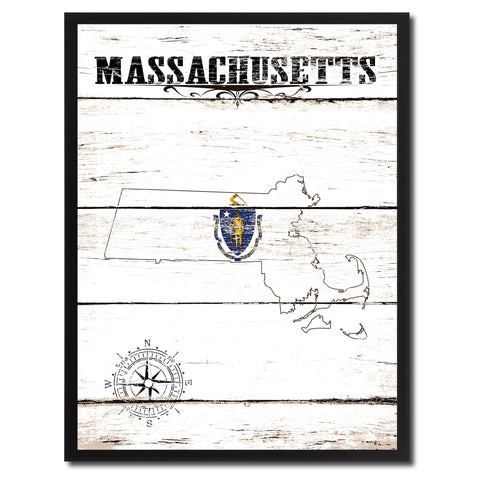 Massachusetts State Flag Gifts Home Decor Wall Art Canvas Print Picture Frames