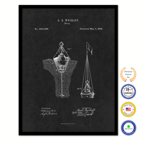 1878 Buoy Old Patent Art Print on Canvas Custom Framed Vintage Home Decor Wall Decoration Great for Gifts