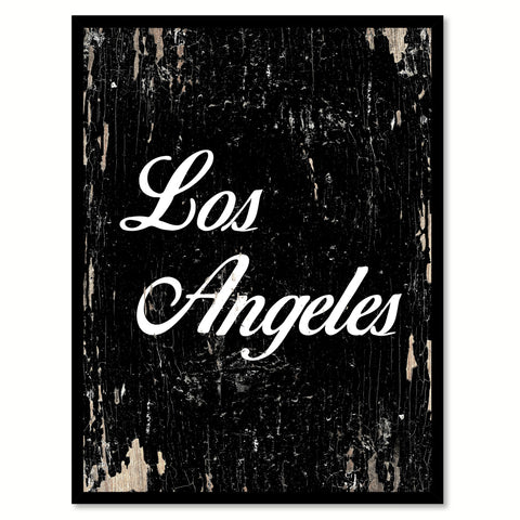 Los Angeles City Vintage Sign Black Framed Canvas Print Home Decor Wall Art Collectible Decoration Artwork Gifts