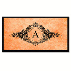 Alphabet Letter A Orange Canvas Print, Black Custom Frame