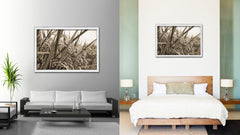 Nutritious Nature Rice Paddy Field Sepia Landscape decor, National Park, Sightseeing, Attractions, White Wash Wood Frame