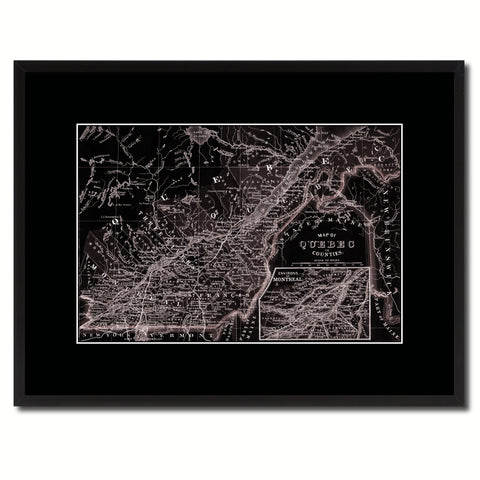 Quebec Montreal Vintage Vivid Sepia Map Canvas Print, Picture Frames Home Decor Wall Art Decoration Gifts