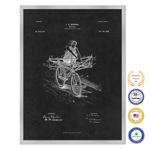 1900 Bicycle Old Patent Art Print on Canvas Custom Framed Vintage Home Decor Wall Decoration Great for Gifts