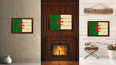 Algeria Country Flag Vintage Canvas Print with Brown Picture Frame Home Decor Gifts Wall Art Decoration Artwork