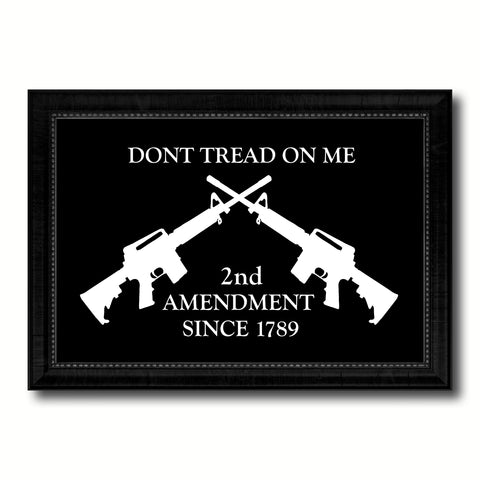 2nd Amendment Dont Tread On Me M4 Rifle Military Flag Canvas Print Black Picture Frame Gifts Home Decor Wall Art