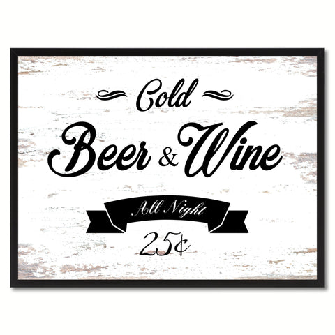 Fresh Beer & Wine Vintage Sign White Canvas Print Home Decor Wall Art Gifts Picture Frames