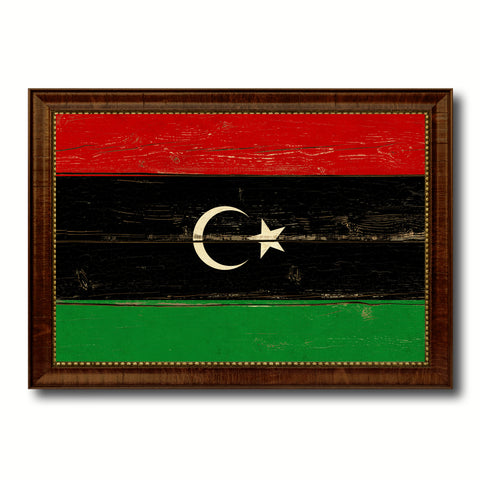 Libya Country Flag Vintage Canvas Print with Brown Picture Frame Home Decor Gifts Wall Art Decoration Artwork