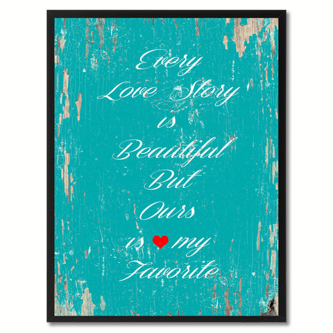 Every Love Story Is Beautiful Saying Canvas Print, Black Picture Frame Home Decor Wall Art Gifts