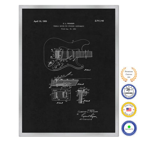 1956 Fender Guitar Tremolo Device for Stringed Instruments Old Patent Art Print on Canvas Custom Framed Vintage Home Decor Wall Decoration Great for Gifts