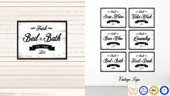Fresh Bed & Bath Vintage Sign White Canvas Print Home Decor Wall Art Gifts Picture Frames