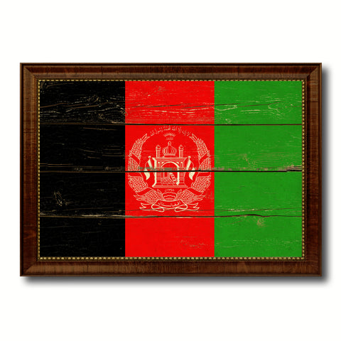 Afghanistan Country Flag Vintage Canvas Print with Brown Picture Frame Home Decor Gifts Wall Art Decoration Artwork
