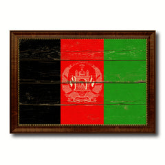 Afghanistan Country Flag Vintage Canvas Print with Brown Picture Frame Home Decor Gifts Wall Art Decoration Artwork