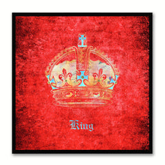 King Red Canvas Print Black Frame Kids Bedroom Wall Home Décor