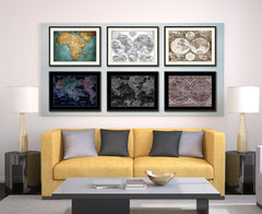Frederick Ee Wit   Vintage Sepia Map Canvas Print, Picture Frame Gifts Home Decor Wall Art Decoration