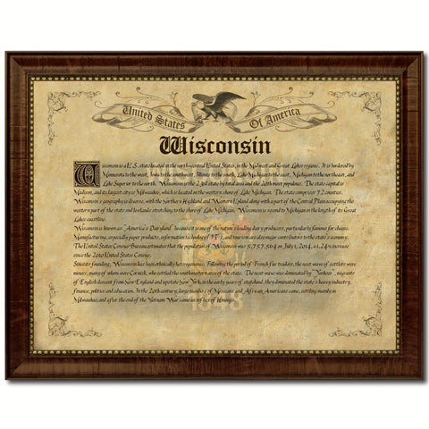 Wisconsin Vintage History Flag Canvas Print, Picture Frame Gift Ideas Home Décor Wall Art Decoration