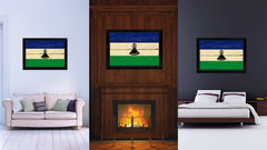 Lesotho Country Flag Vintage Canvas Print with Black Picture Frame Home Decor Gifts Wall Art Decoration Artwork