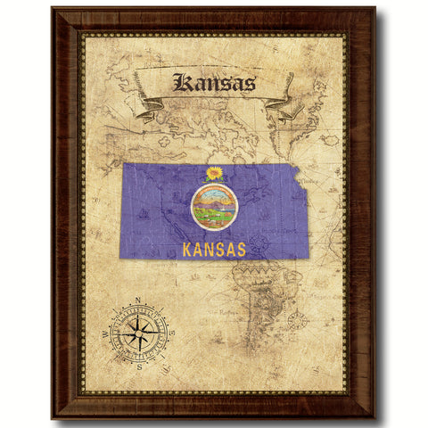 Kansas State Vintage Map Home Decor Wall Art Office Decoration Gift Ideas