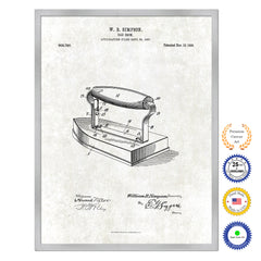 1908 Sad Iron Old Patent Art Print on Canvas Custom Framed Vintage Home Decor Wall Decoration Great for Gifts