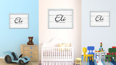 Eli Name Plate White Wash Wood Frame Canvas Print Boutique Cottage Decor Shabby Chic