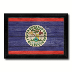 Belize Country Flag Texture Canvas Print with Black Picture Frame Home Decor Wall Art Decoration Collection Gift Ideas