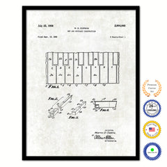 1958 Keyboard Construction Old Patent Art Print on Canvas Custom Framed Vintage Home Decor Wall Decoration Great for Gifts