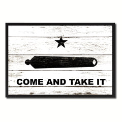 Revolution Come and Take It Military Flag Vintage Canvas Print with Picture Frame Home Decor Man Cave Wall Art Collectible Decoration Artwork Gifts
