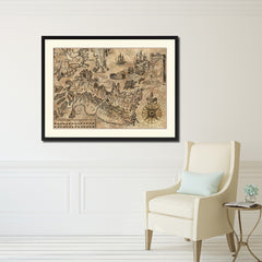 Land Vintage Antique Map Wall Art Home Decor Gift Ideas Canvas Print Custom Picture Frame