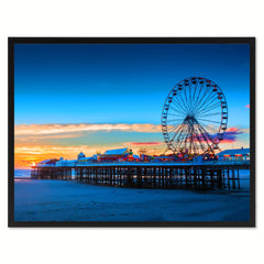 Central Pier and Ferris Wheel Landscape Photo Canvas Print Pictures Frames Home Décor Wall Art Gifts