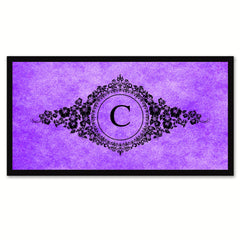 Alphabet Letter C Purple Canvas Print, Black Custom Frame