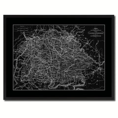 Southern Germany: Bavaria Wurttemberg Hesse Vintage Monochrome Map Canvas Print, Gifts Picture Frames Home Decor Wall Art