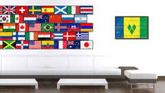 Saint Vincent and the Grenadines Country National Flag Vintage Canvas Print with Picture Frame Home Decor Wall Art Collection Gift Ideas