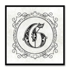 Alphabet G White Canvas Print Black Frame Kids Bedroom Wall Décor Home Art